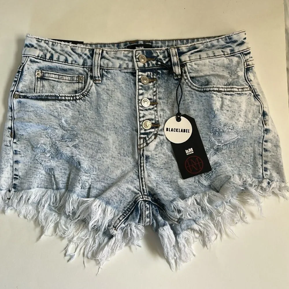 l&M Cut Off Lightwash Denim Shorts Large New - Picture 10 of 12